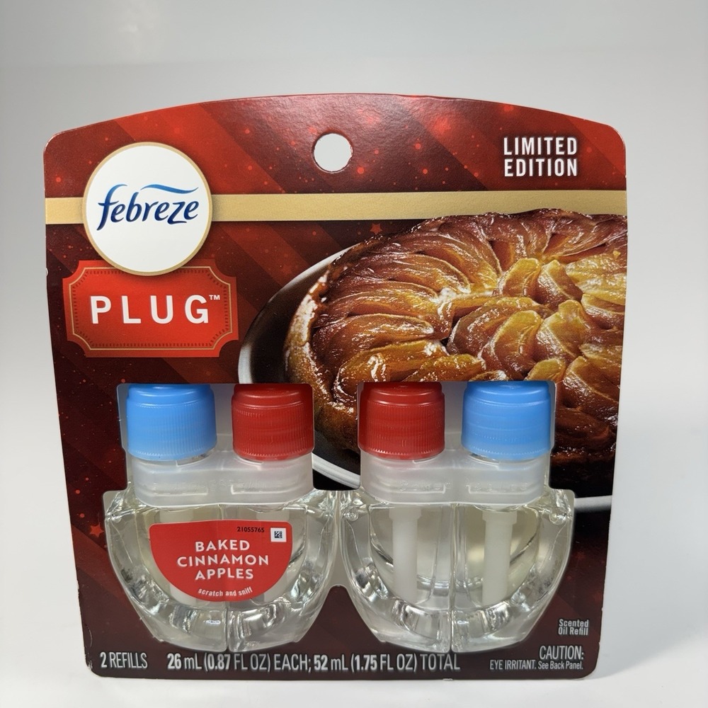 2 Pack Febreze Baked Cinnamon Apples Oil Plug Refills Limited Edition NEW